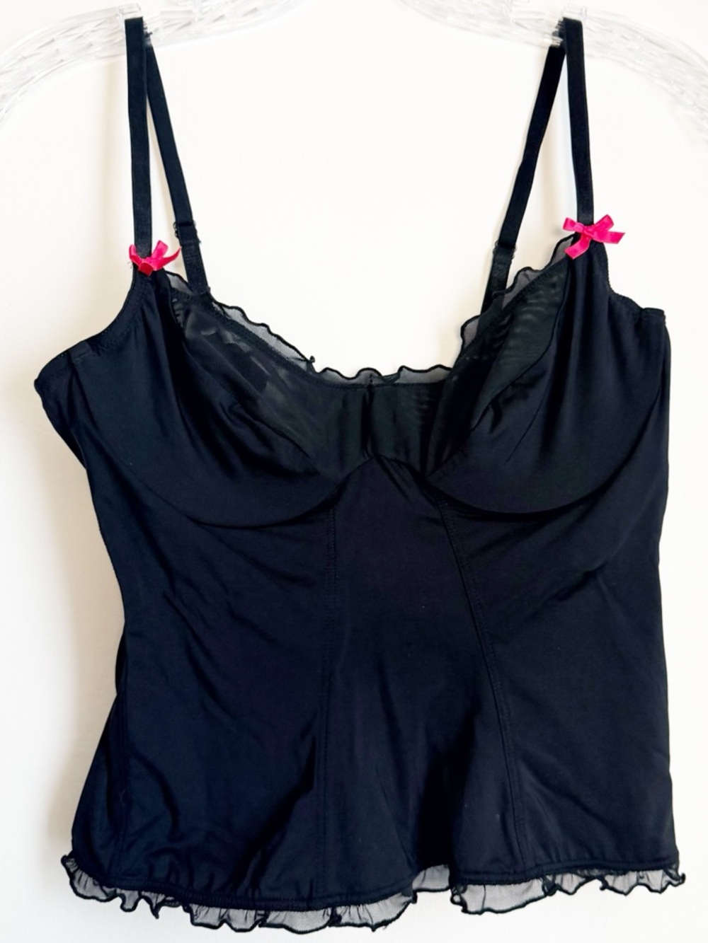 Xhilaration Black Shapewear Camisole with Pink Bow Accents